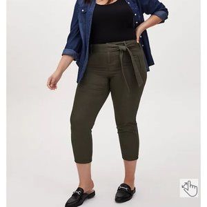 Torrid Crop Skinny Stretch Twill Mid Rise Tie Front Pant Size 24